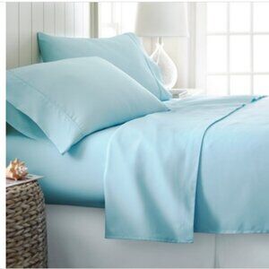 4-Piece Aqua Solid Microfiber Full Sheet Set